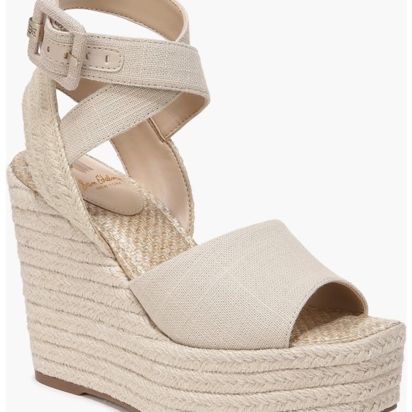 Sam Edelman Vada Espadrille Platform Wedge Sandal (Women) natural linen color - Picture 6 of 9